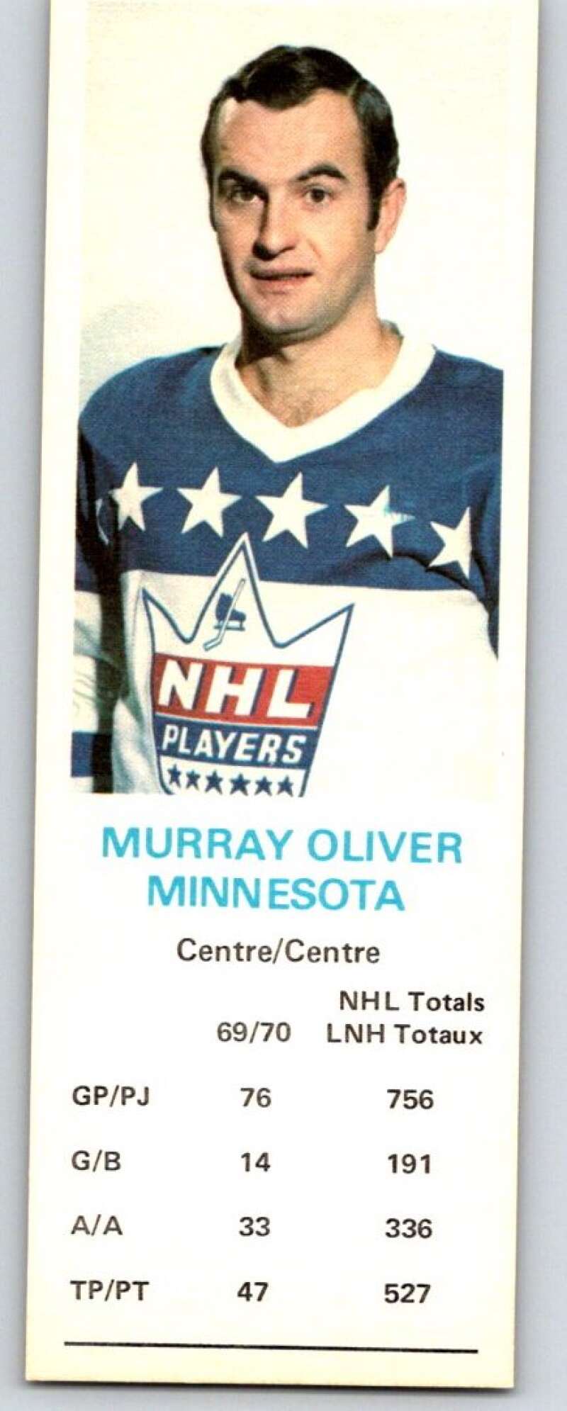 1970-71 Dad's Cookies #91 Murray Oliver Minnesota North Stars X347
