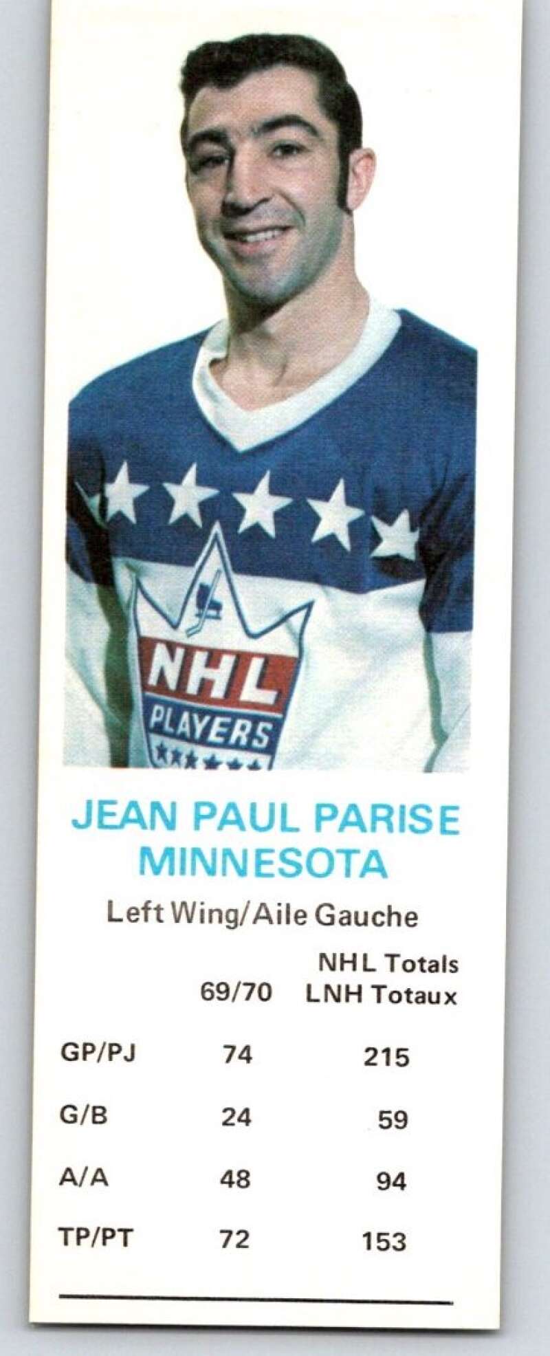 1970-71 Dad's Cookies #96 J.P. Parise Minnesota North Stars X355