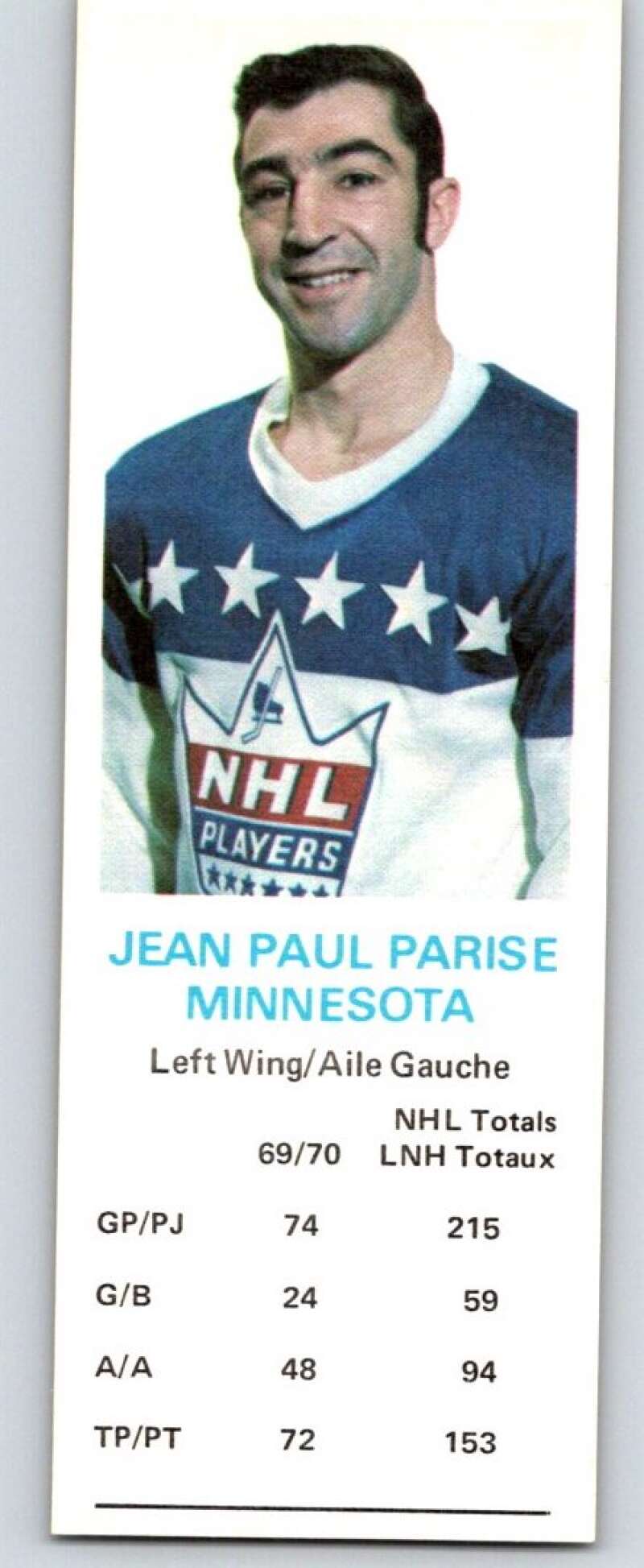 1970-71 Dad's Cookies #96 J.P. Parise Minnesota North Stars X356