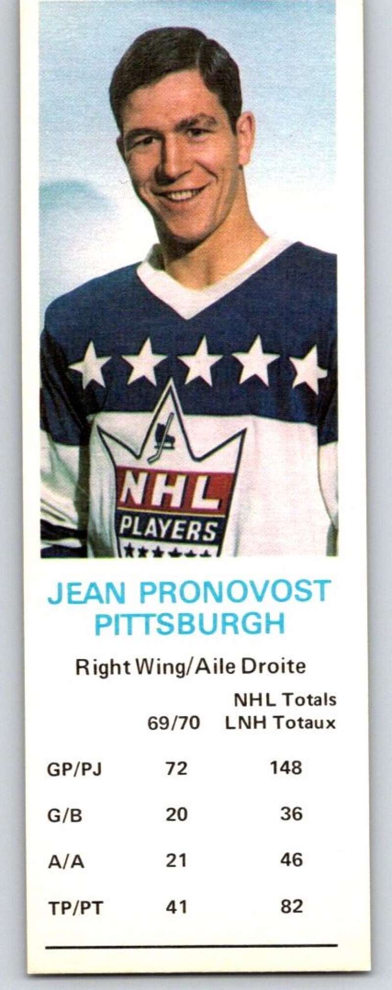 1970-71 Dad's Cookies #105 Jean Pronovost Pittsburgh Penguins X369
