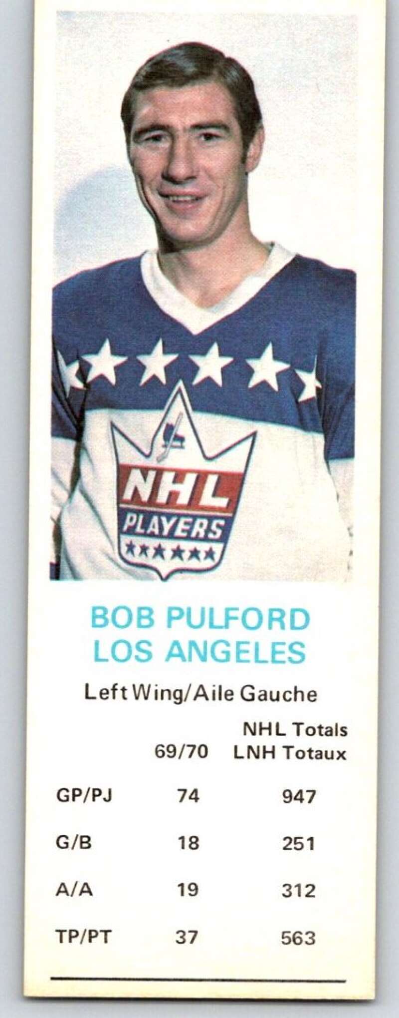 1970-71 Dad's Cookies #106 Bob Pulford Los Angeles Kings X372