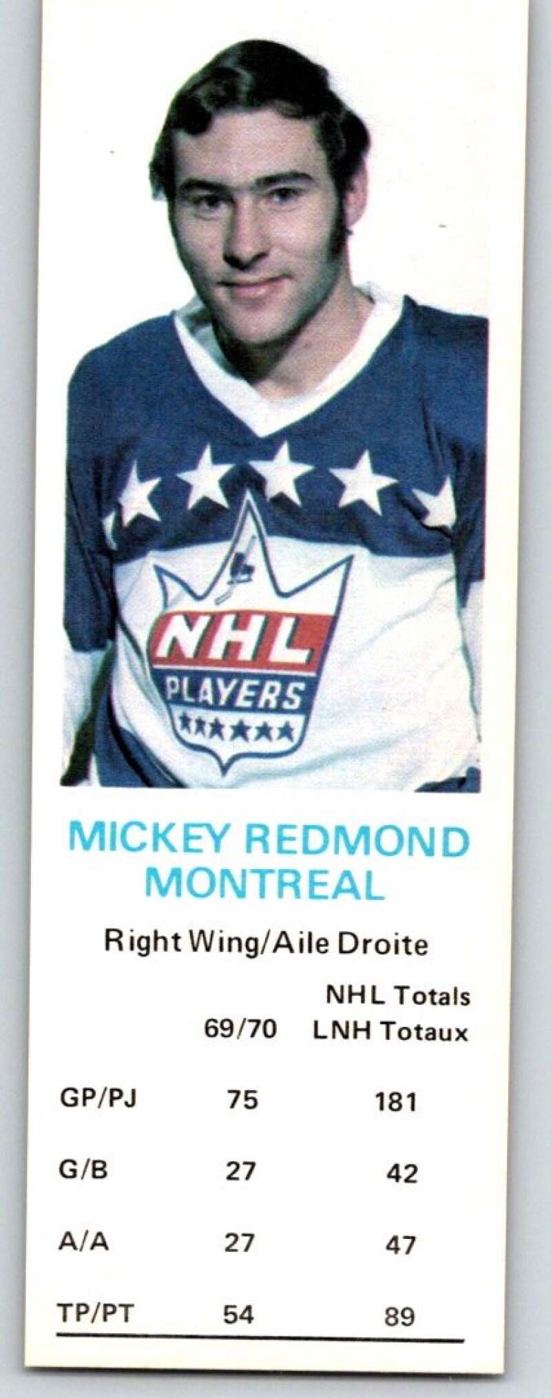 1970-71 Dad's Cookies #110 Mickey Redmond Montreal Canadiens X378