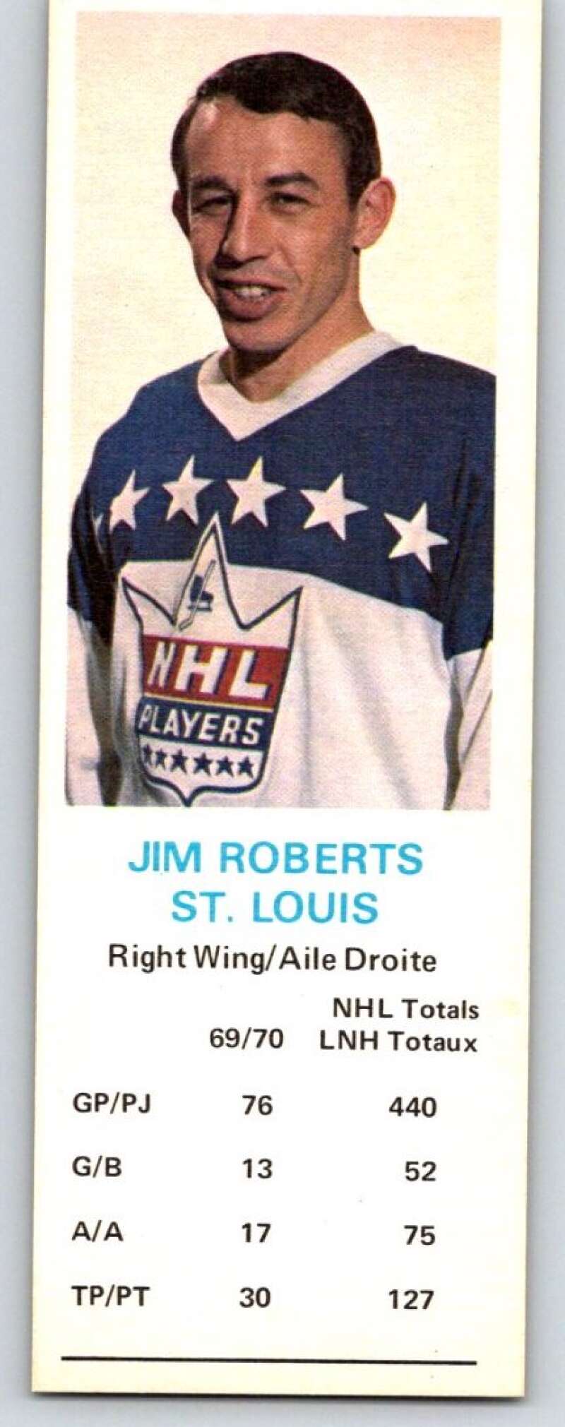 1970-71 Dad's Cookies #112 Jim Roberts St. Louis Blues X380
