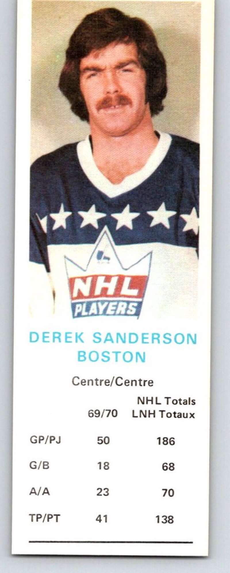 1970-71 Dad's Cookies #116 Derek Sanderson Boston Bruins X386