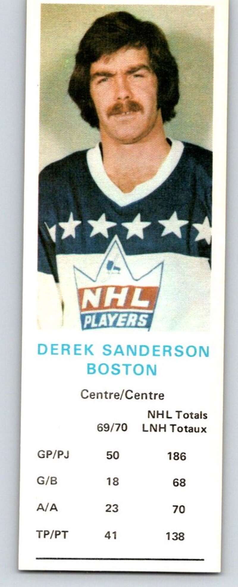 1970-71 Dad's Cookies #116 Derek Sanderson Boston Bruins X387