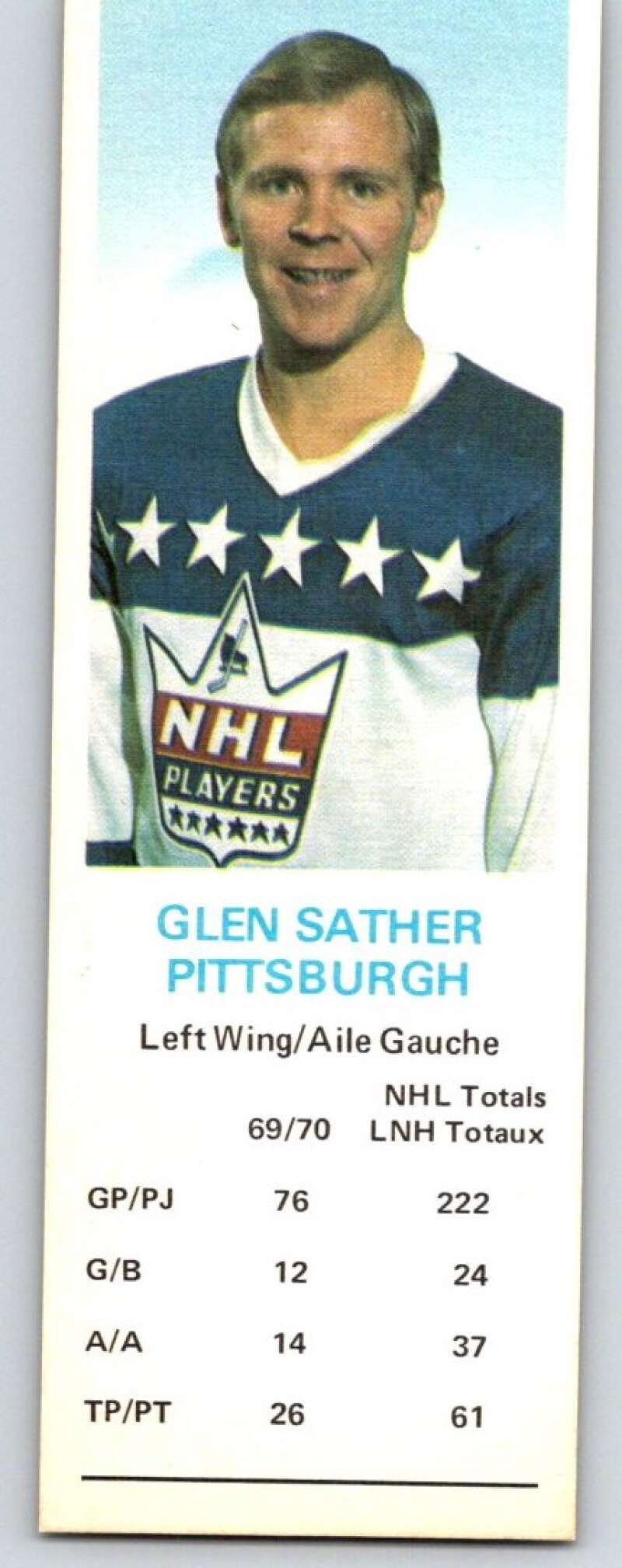 1970-71 Dad's Cookies #117 Glen Sather Pittsburgh Penguins X388