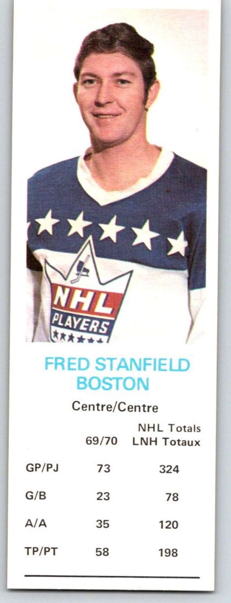1970-71 Dad's Cookies #124 Fred Stanfield Boston Bruins X399