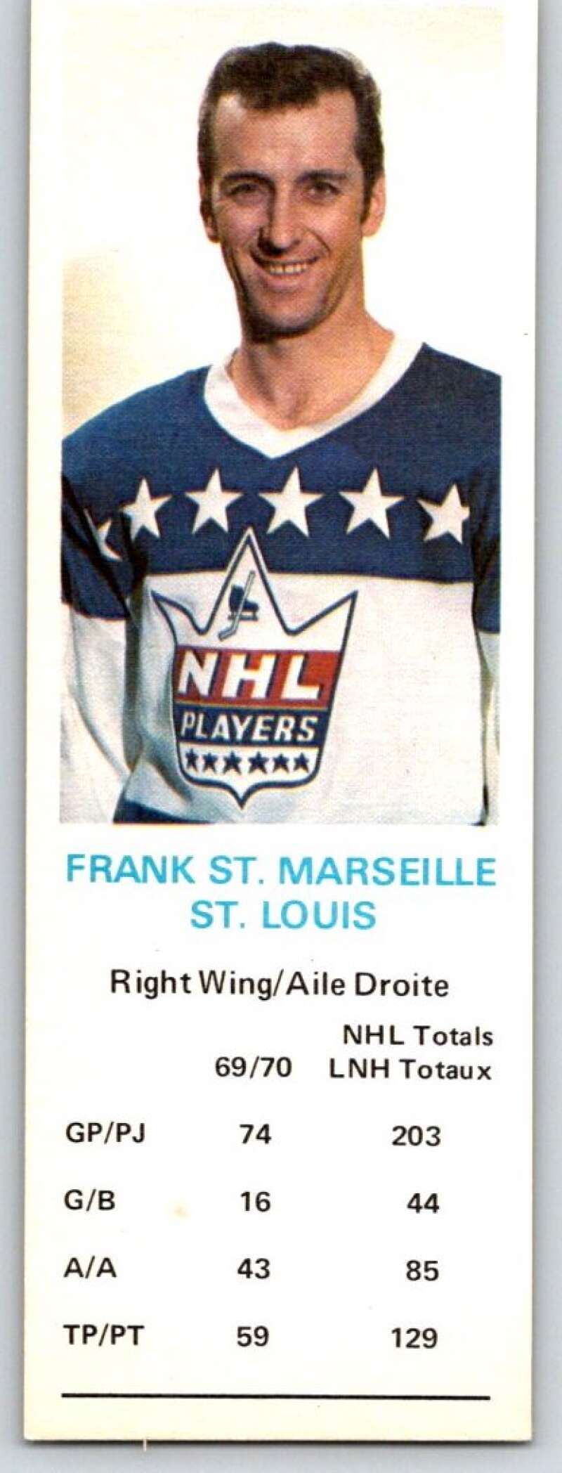 1970-71 Dad's Cookies #126 Frank St. Marseille St. Louis Blues X402
