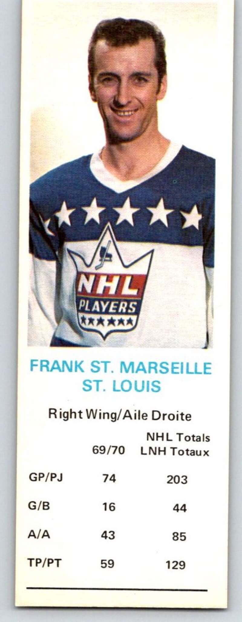 1970-71 Dad's Cookies #126 Frank St. Marseille St. Louis Blues X404
