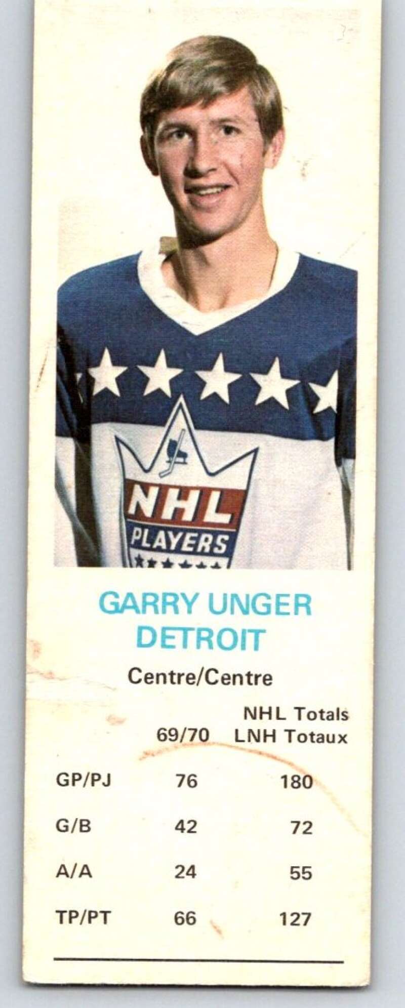 1970-71 Dad's Cookies #131 Garry Unger Detroit Red Wings X410