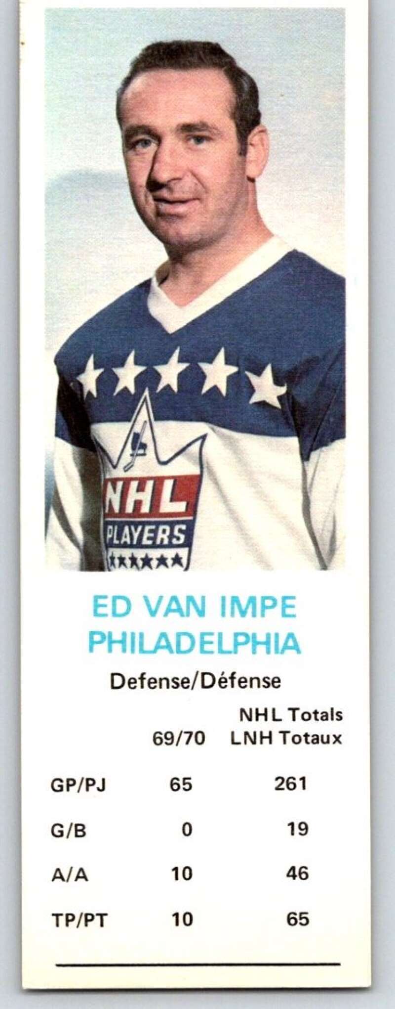 1970-71 Dad's Cookies #134 Ed Van Impe Philadelphia Flyers X417