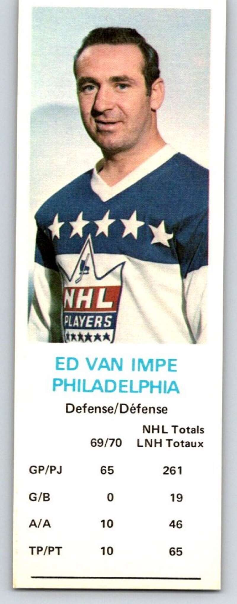 1970-71 Dad's Cookies #134 Ed Van Impe Philadelphia Flyers X418