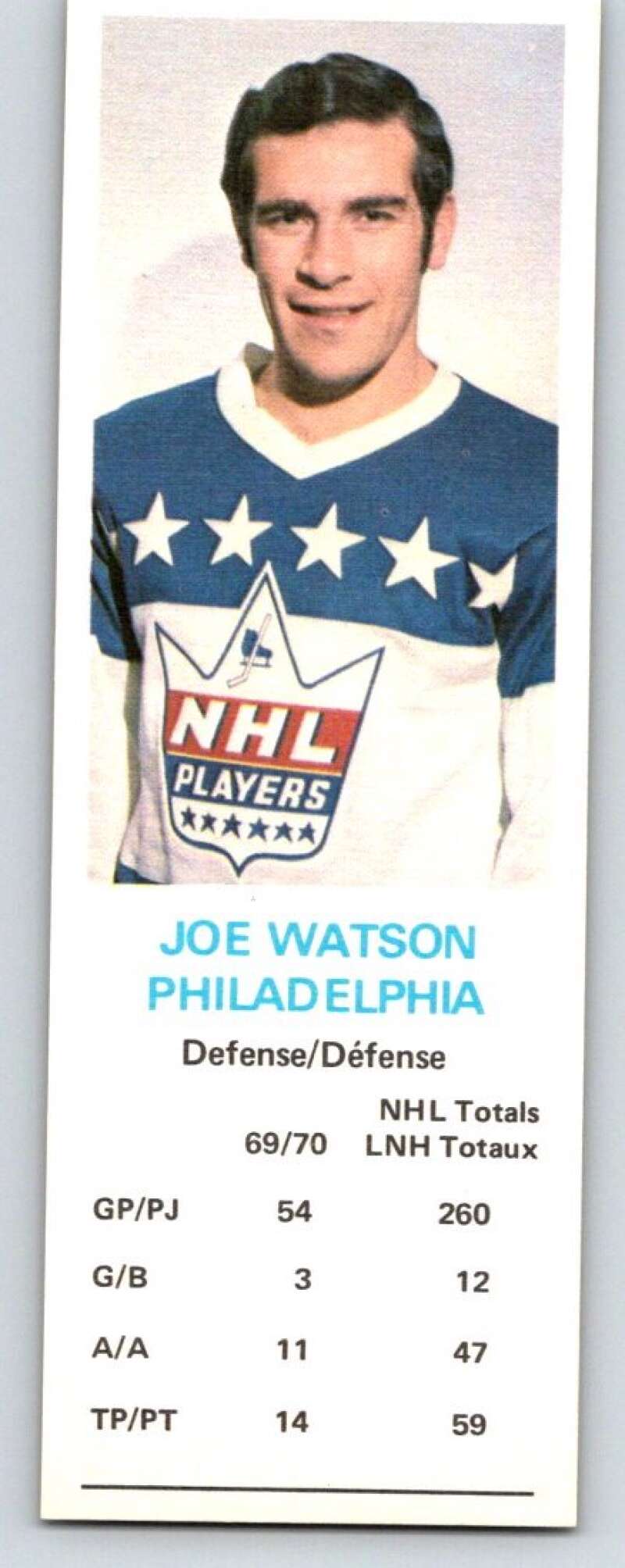 1970-71 Dad's Cookies #138 Joe Watson Philadelphia Flyers X423