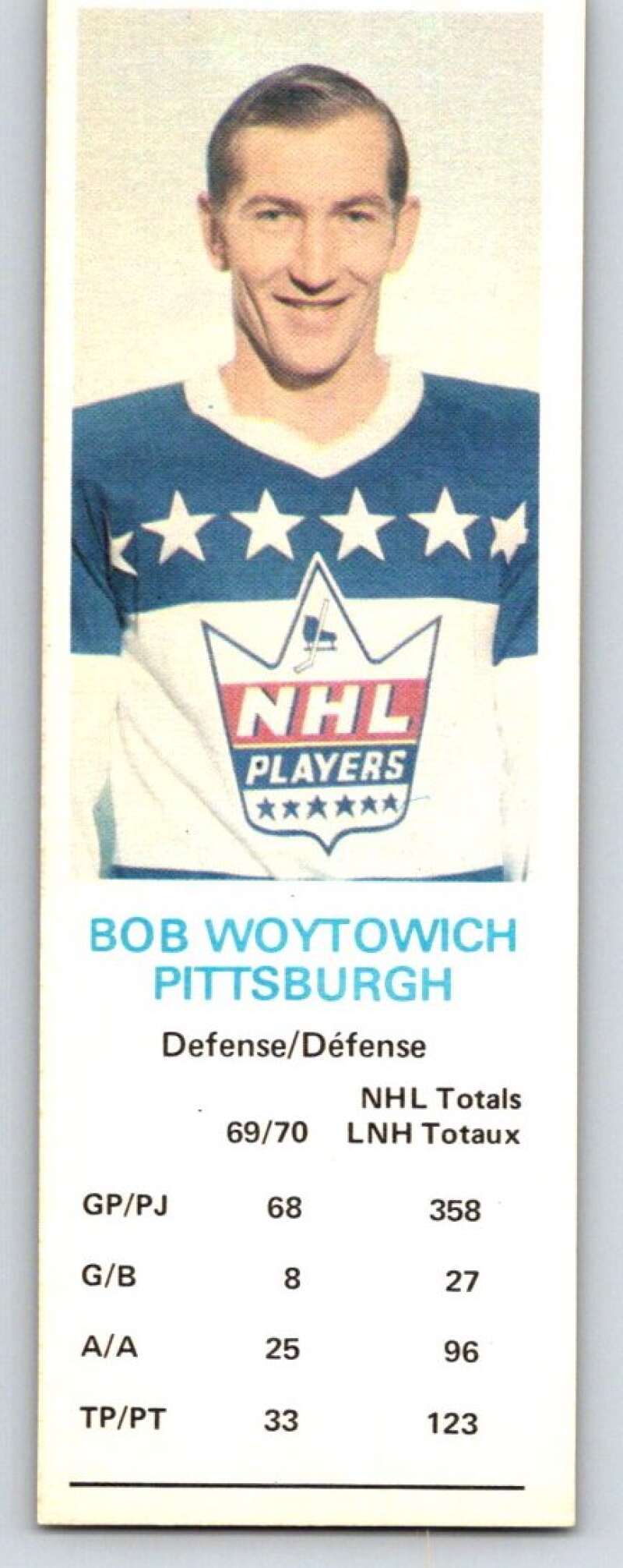1970-71 Dad's Cookies #144 Bob Woytowich Pittsburgh Penguins X437