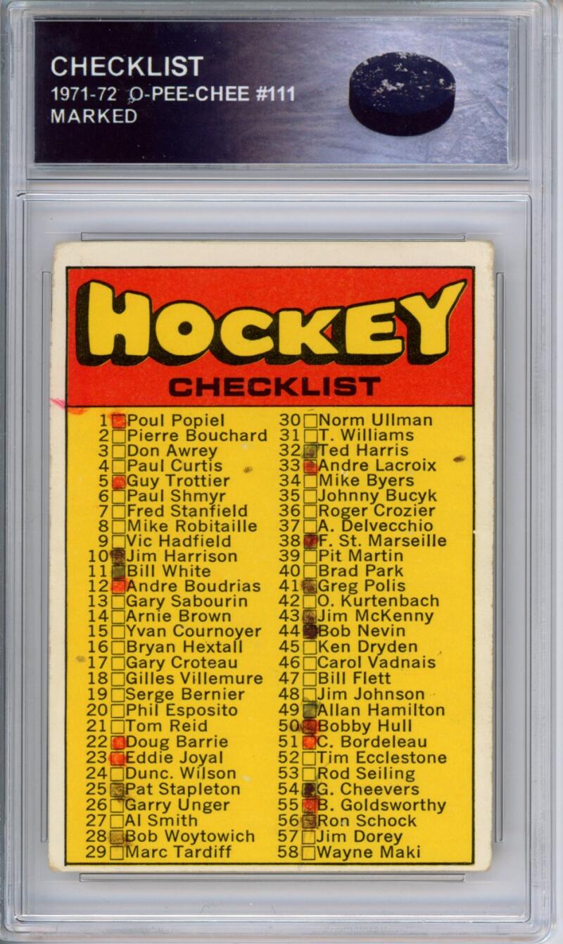 HCWPP - 1971-72 O-Pee-Chee #111 Checklist NHL Hockey - 294128