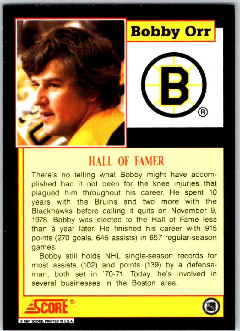 1991-92 Score Bobby Orr #NNO Bobby Orr Hall Of Famer V50604