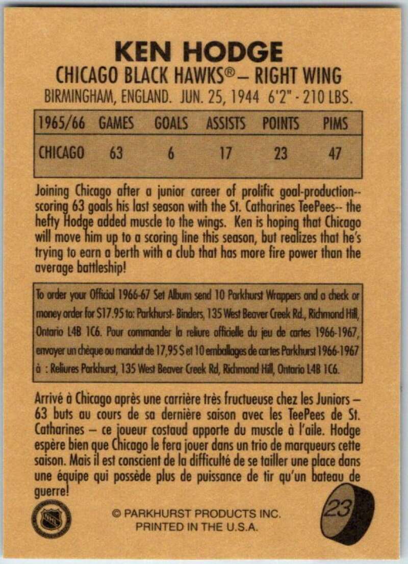 1995-96 Parkhurst '66-67 #23 Ken Hodge Chicago Blackhawks V50668