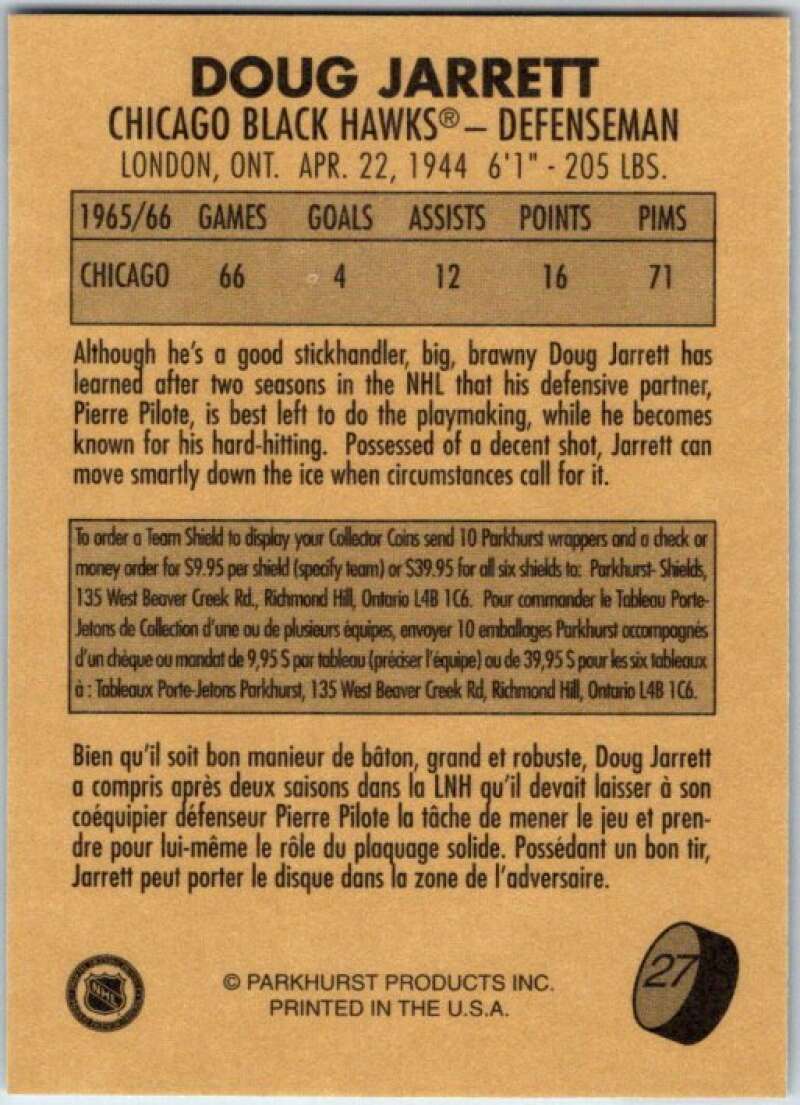 1995-96 Parkhurst '66-67 #27 Doug Jarrett Chicago Blackhawks V50672