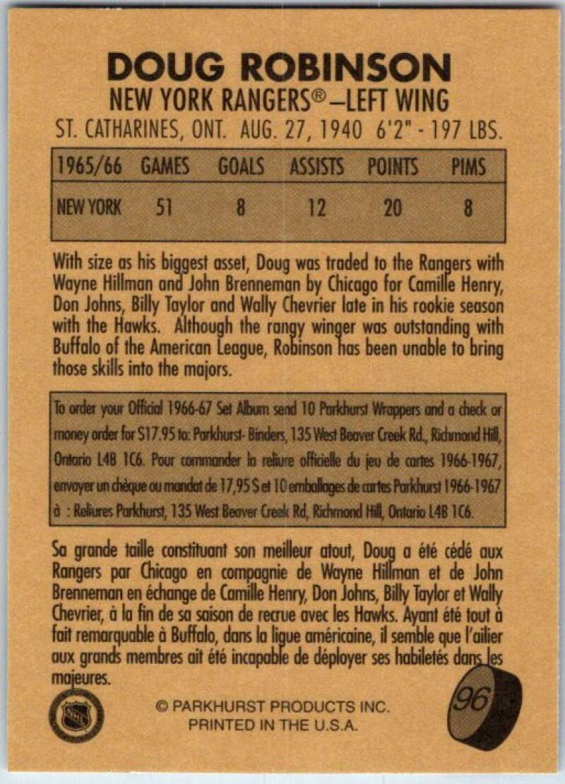 1995-96 Parkhurst '66-67 #96 Doug Robinson New York Rangers V50749