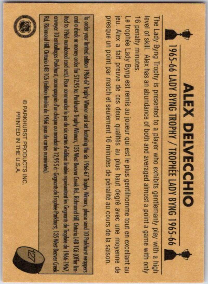 1995-96 Parkhurst '66-67 #127 Alex Delvecchio Detroit Red Wings V50776