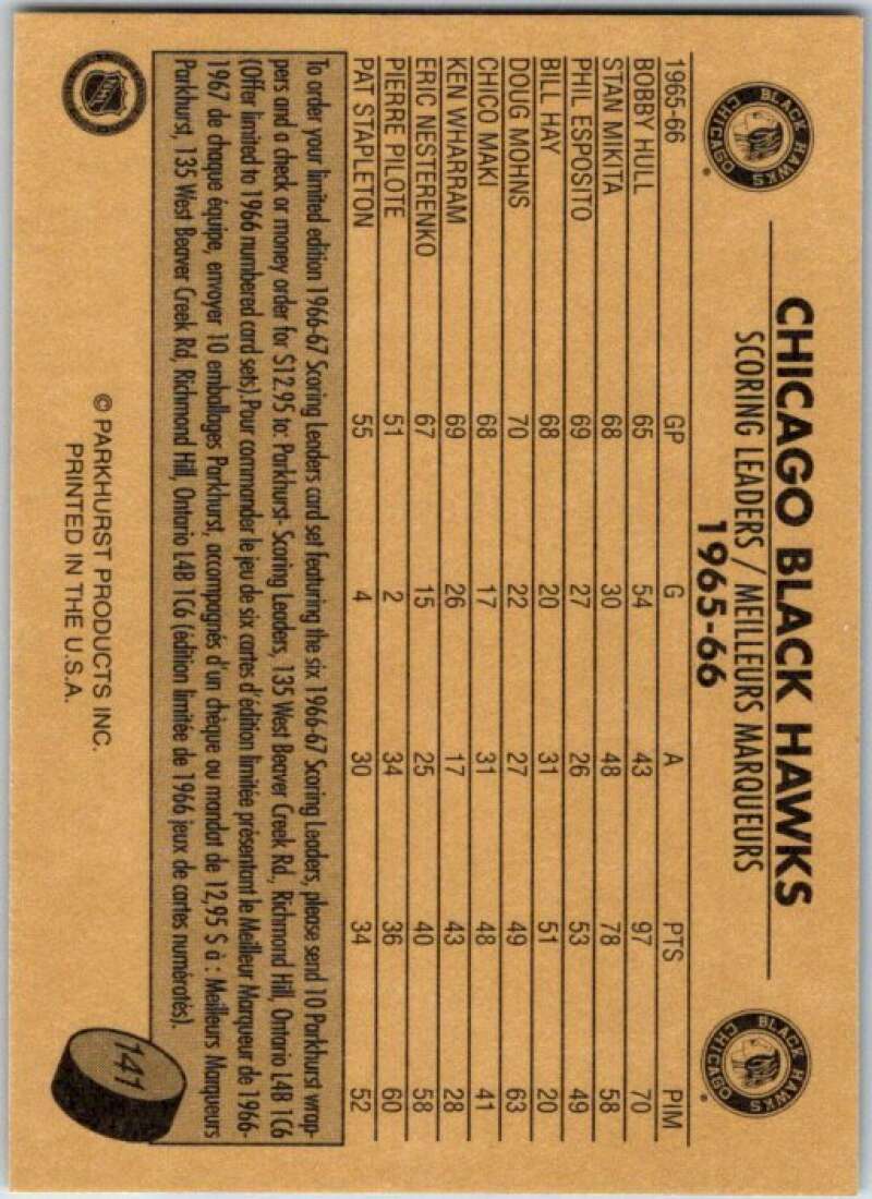 1995-96 Parkhurst '66-67 #141 Bobby Hull LL Chicago Blackhawks V50790