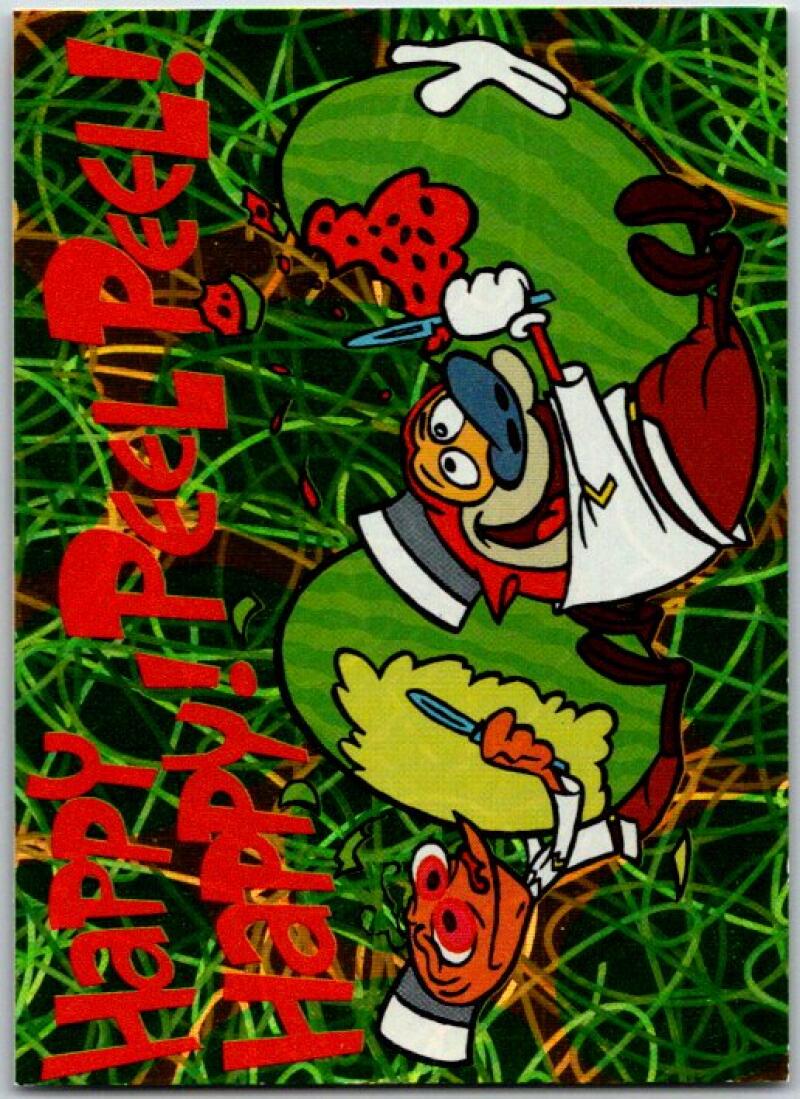 1994 Topps Ren & Stimpy Prism Card #14 Happy Happy Peel Peel V50943
