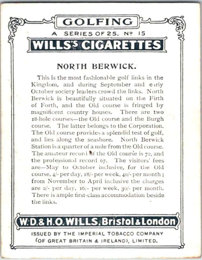 1924 W.D. & H.O. Will's Cigarettes Golf #15 North Berwick V50978