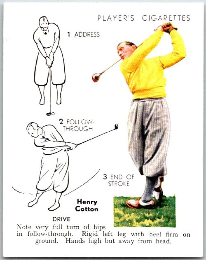 1939 John Player & Sons Cigarettes Golf #9 Henry Cotton V50998