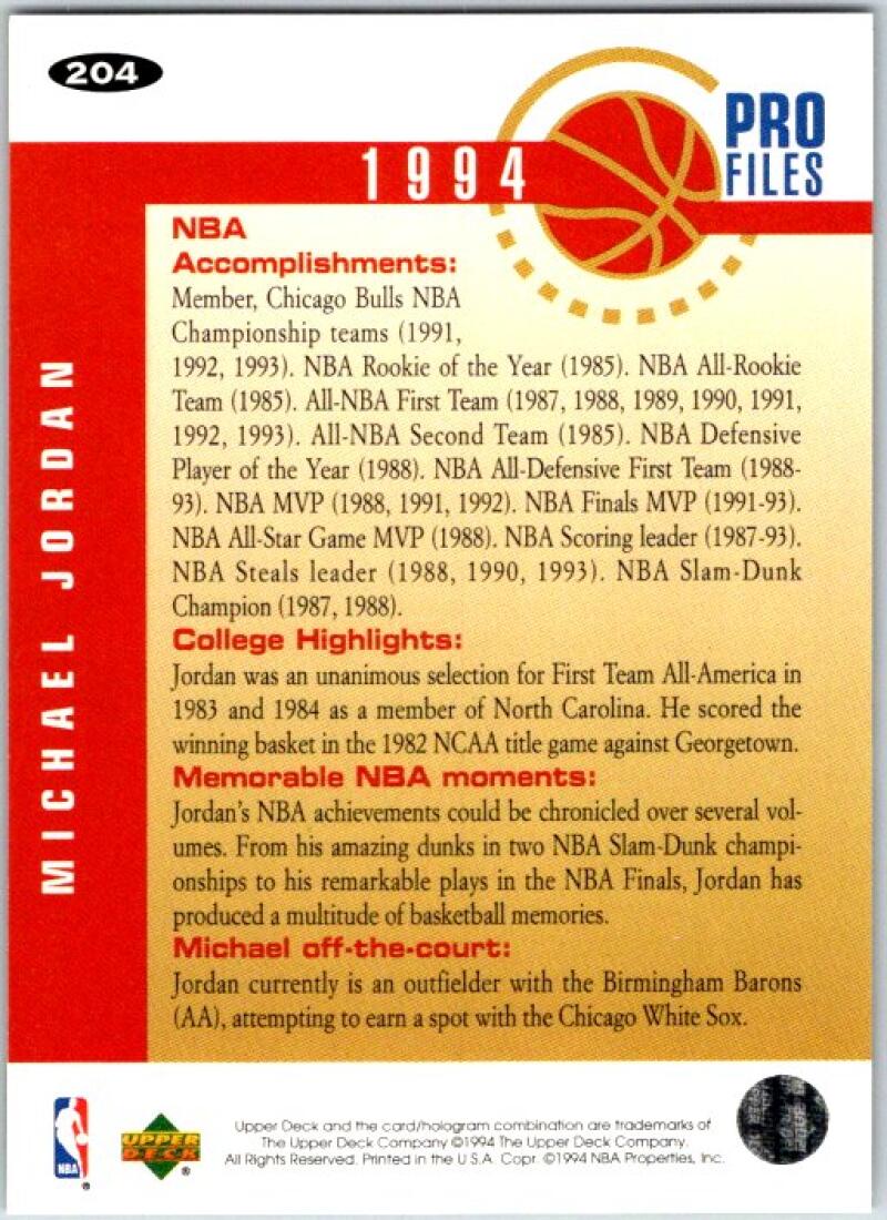 1994-95 Upper Deck Collector's Choice #204 Michael Jordan Golf PRO V51068