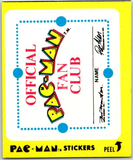 1980 Fleer Pac-Man Stickers #3 Official Pac-Man Fan Club  V51074