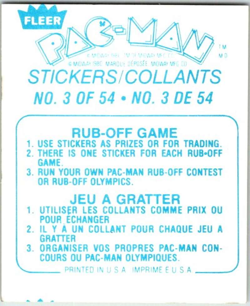 1980 Fleer Pac-Man Stickers #3 Official Pac-Man Fan Club V51074