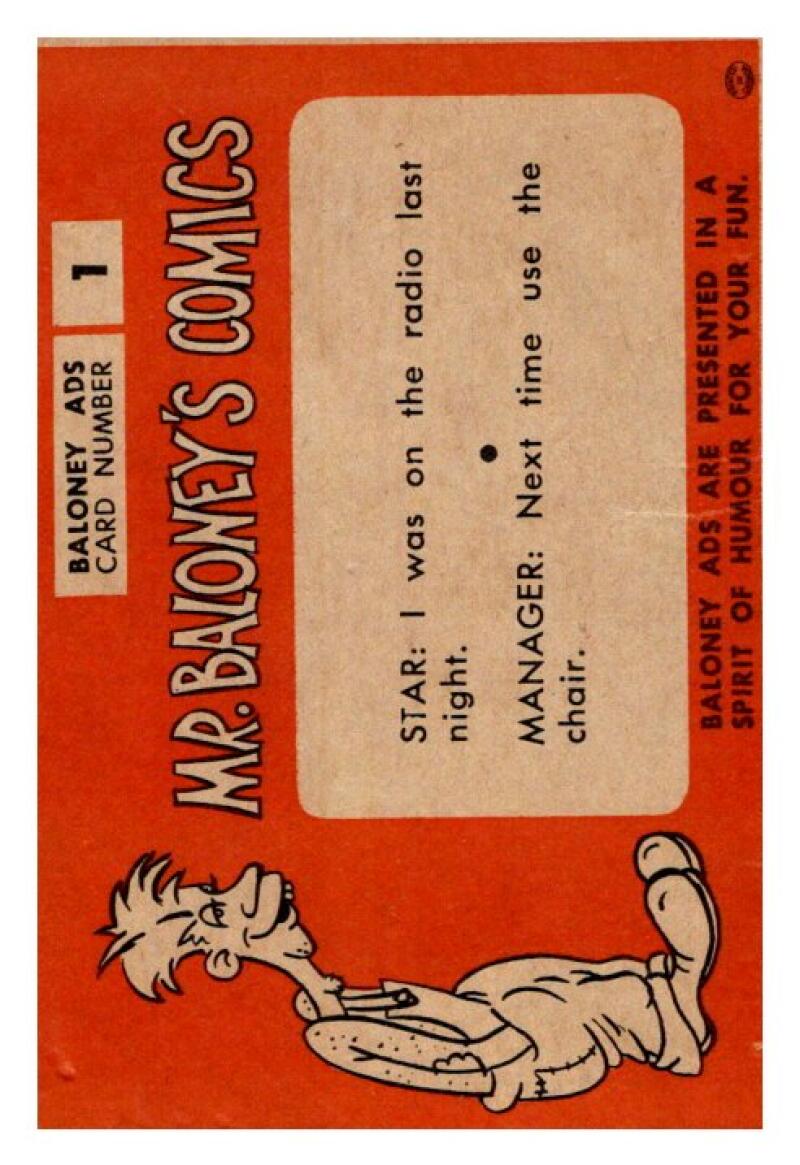 1960 Mr. Baloney's Comics Card #1 Use Dripton Tea Bags V51114