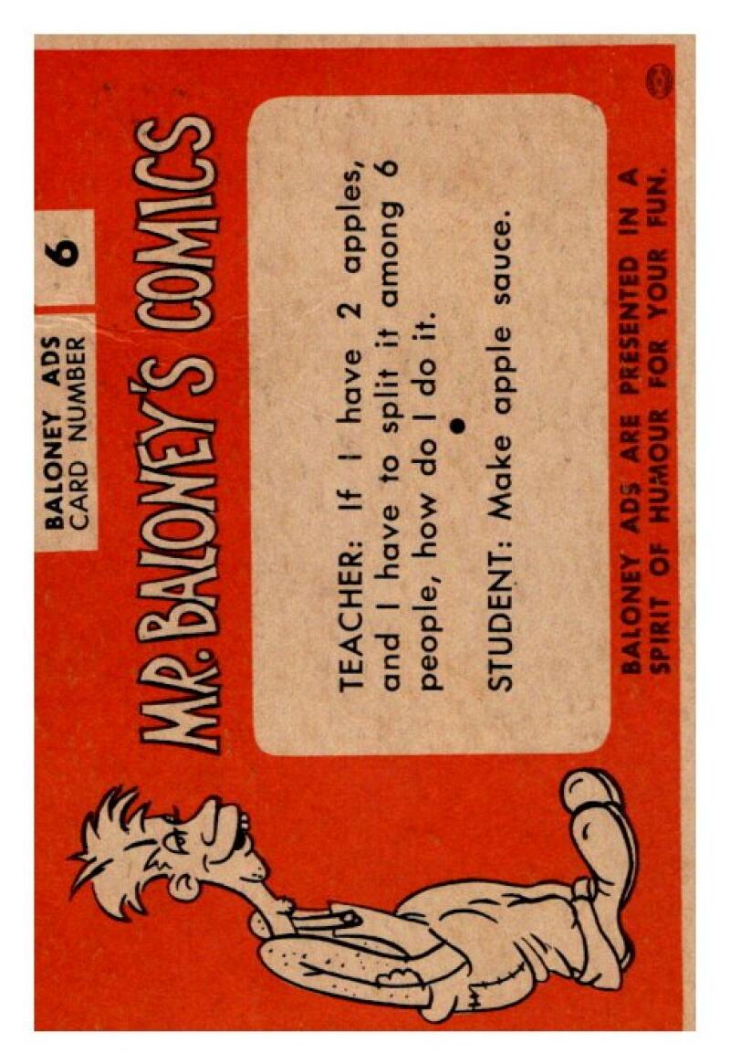 1960 Mr. Baloney's Comics Card #6 Old Blue Chore V51116