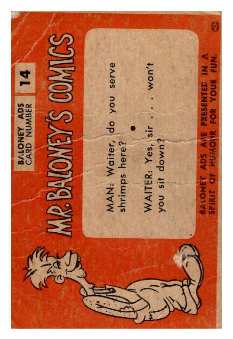 1960 Mr. Baloney's Comics Card #14 Try Daft Chesse V51119