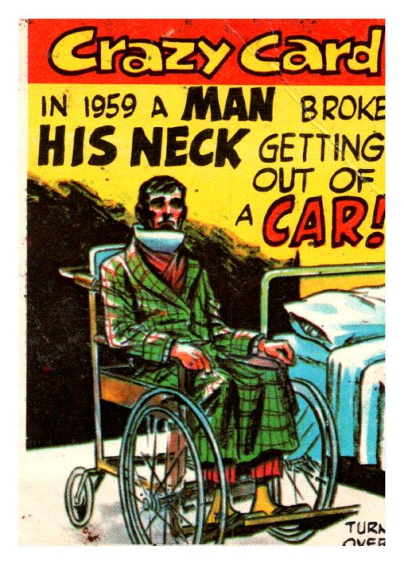 1961 Topps Crazy Card Comics #49 In 1959 A man Broke His Neck... V51131