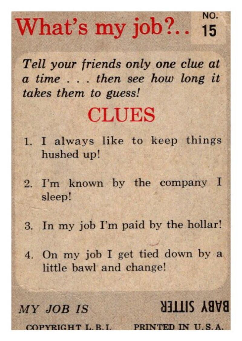 1965 Leaf Whats My Job Card Comics #15 Baby Sitter V51133