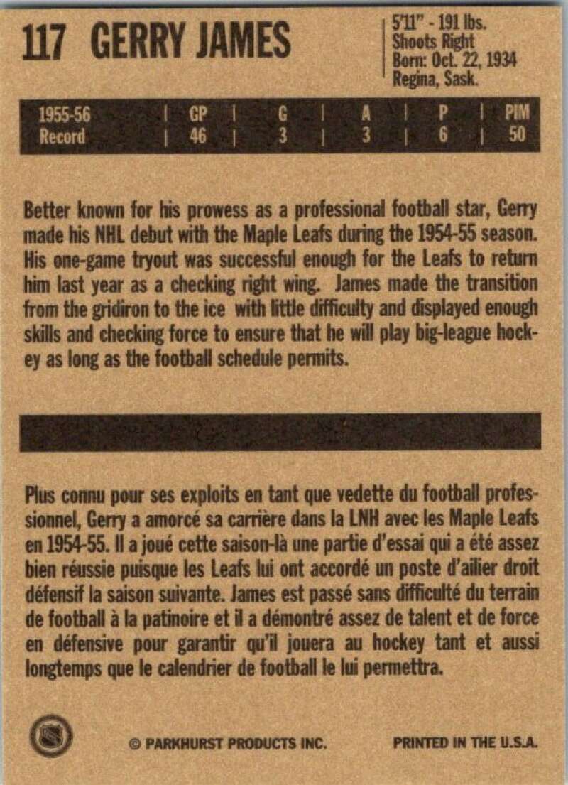 1994-95 Parkhurst Missing Link #117 Gerry James Toronto Maple Leafs V51176