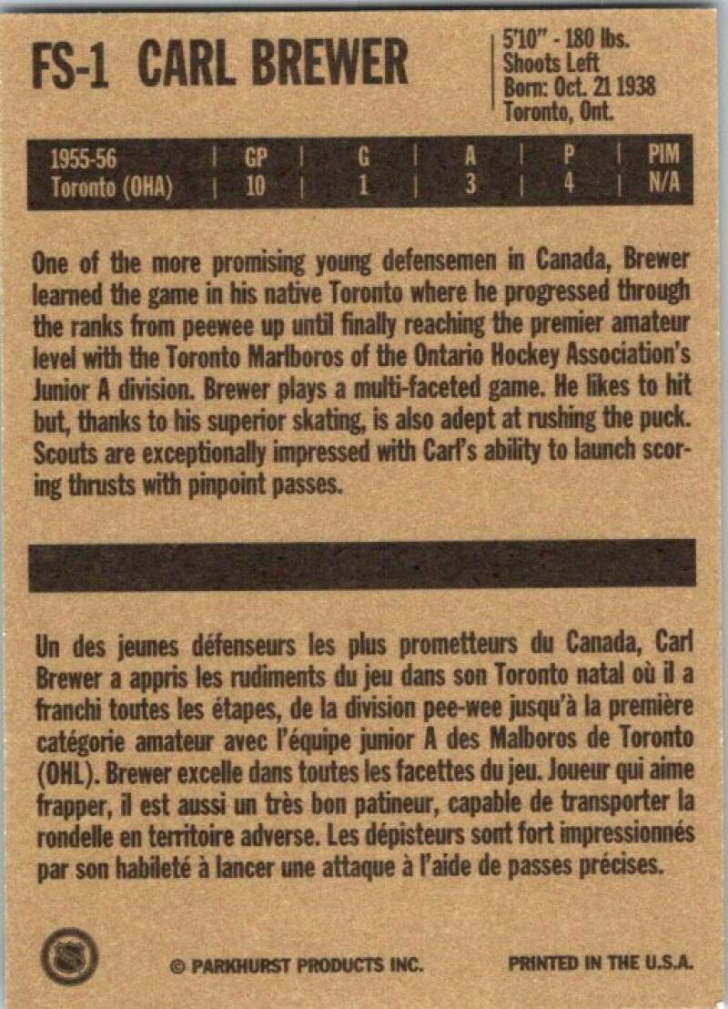 1994-95 Parkhurst Missing Link Future Stars #FS1 Carl Brewer V51222