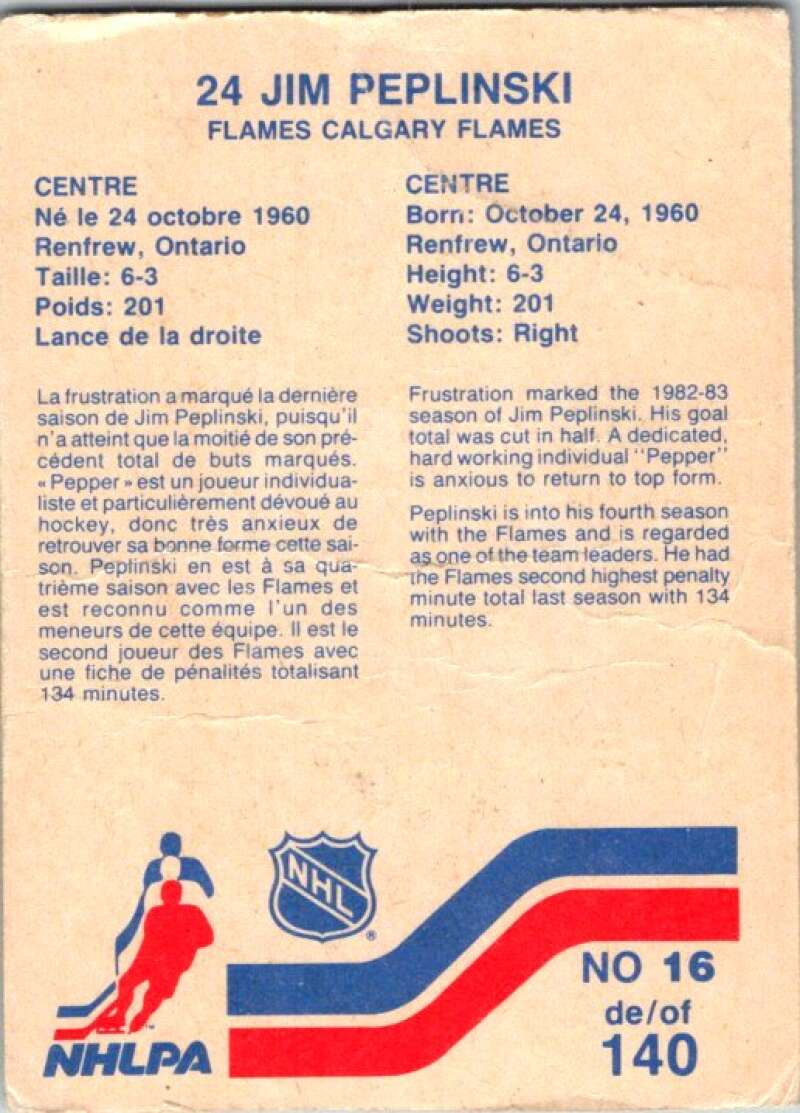 1983-84 Vachon Food Flames #16 jim Peplinski V51273 Image 2