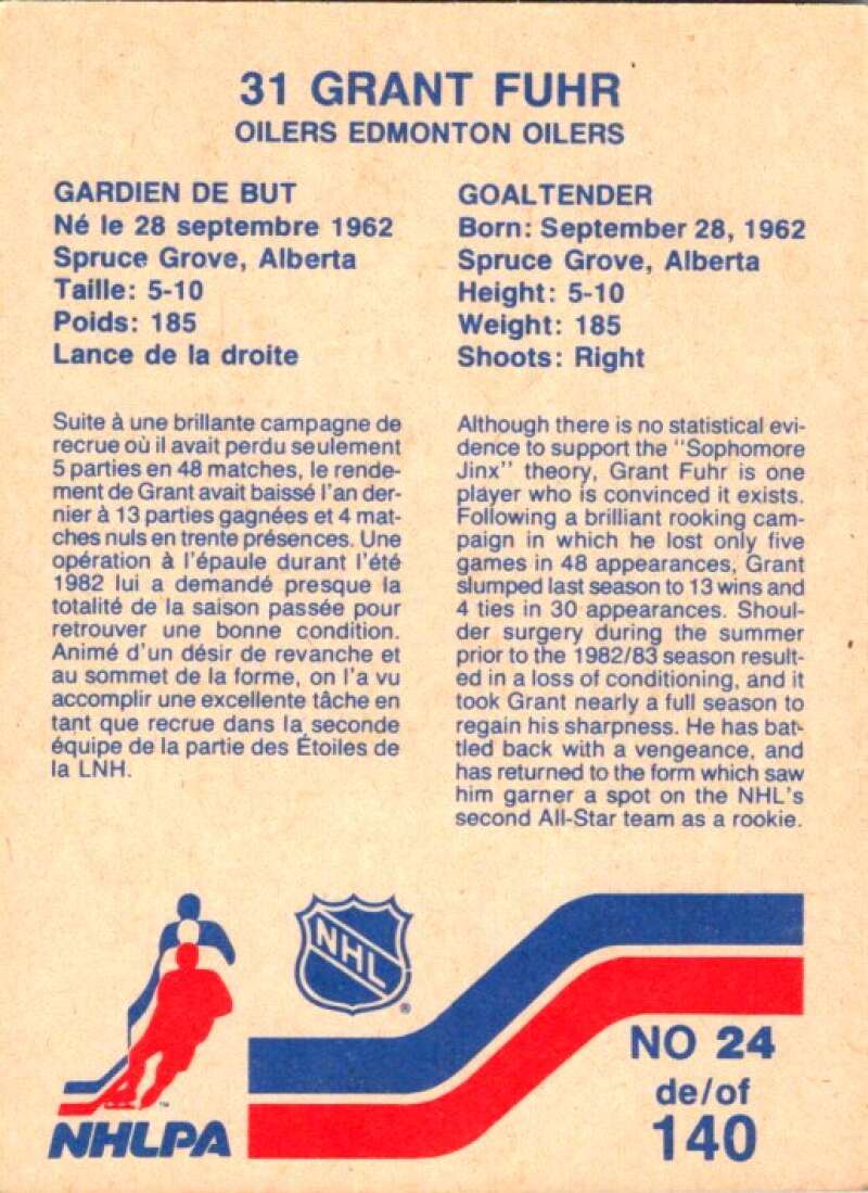 1983-84 Vachon Food Oilers #24 Grant Fuhr V51285 Image 2