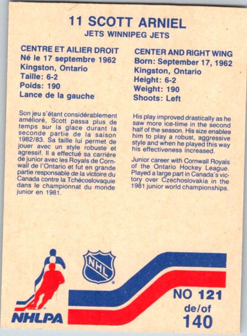 1983-84 Vachon Food Jets #121 Scott Arneil V51426 Image 2