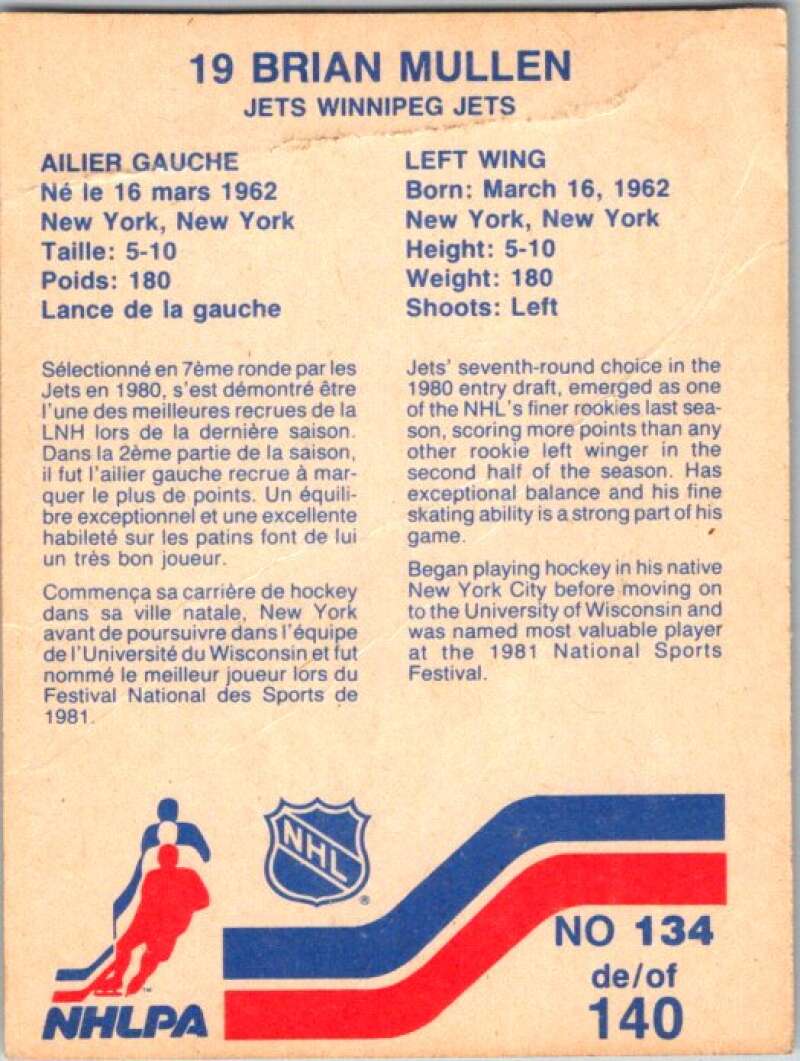 1983-84 Vachon Food Jets #134 Brian Mullen V51444 Image 2