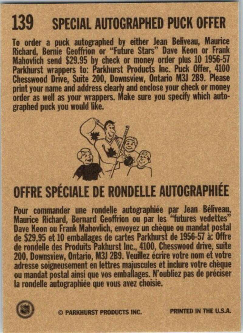 1994-95 Parkhurst Missing Link #139 Maurice Richard Montreal Canadiens V51490 Image 2