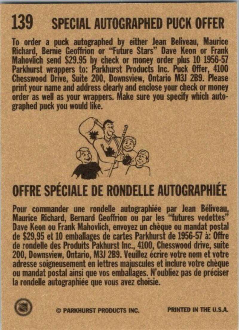 1994-95 Parkhurst Missing Link #139 Maurice Richard Montreal Canadiens V51491 Image 2