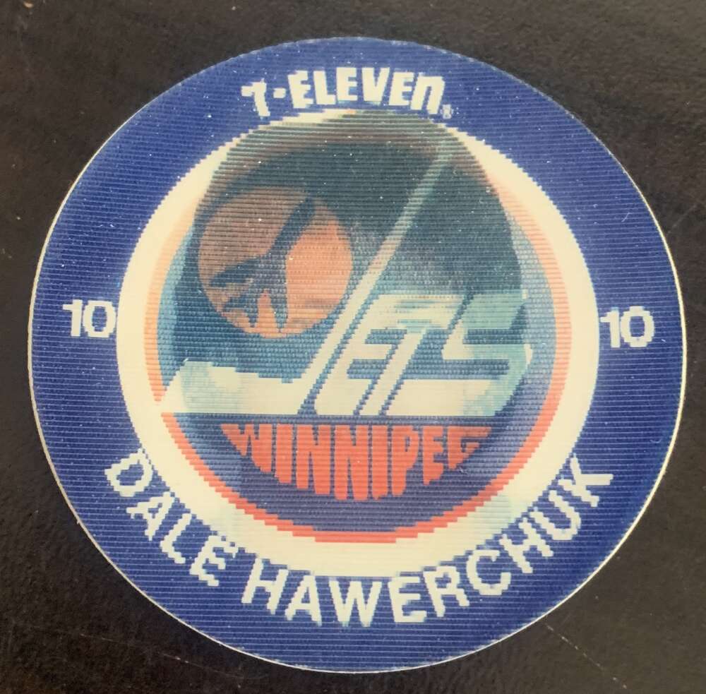 1984-85 7-Eleven Hockey Disc Dale Hawerchuk Jets V51525 Image 1