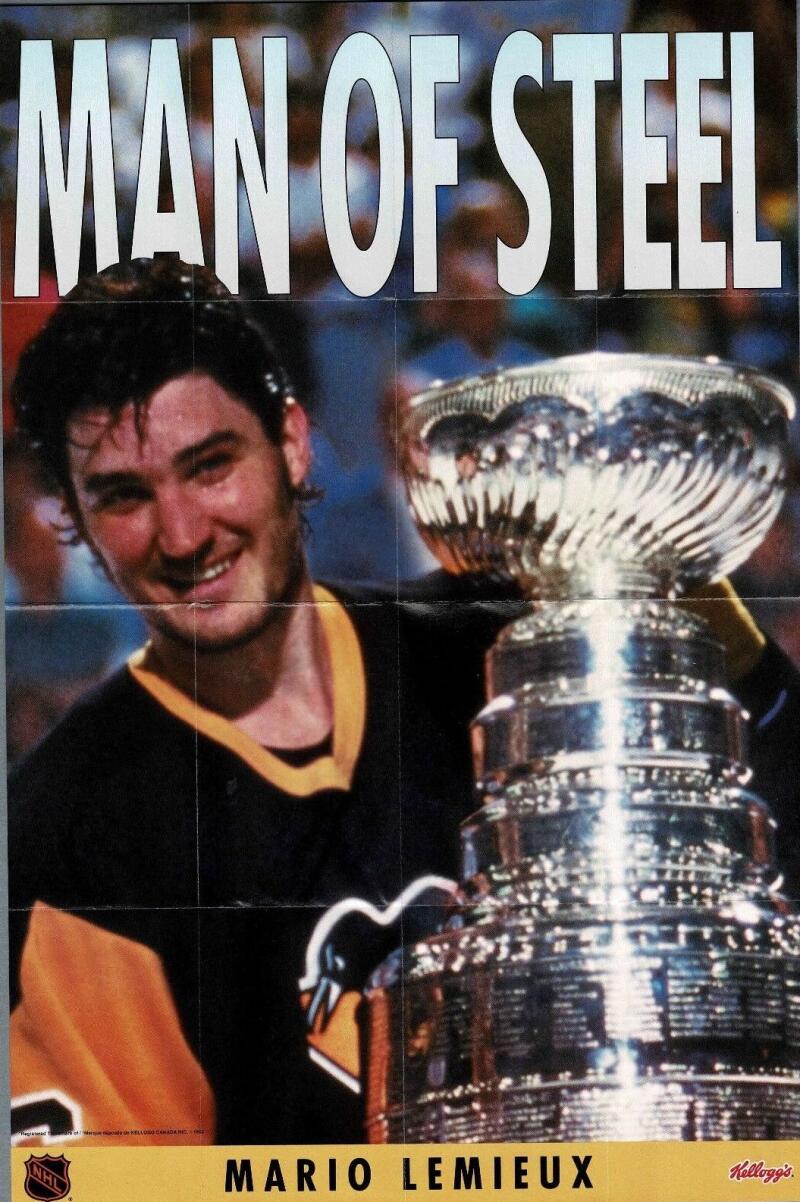 1992-93 Kelloggs Mini Poster Mario Lemieux - Sealed in Original Pack V51541 Image 2