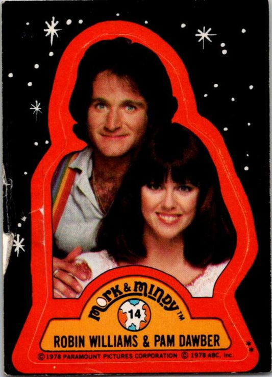 1978 Mork and Mindy Stickers #14 Robin Eilliams & Pam  V51585 Image 1