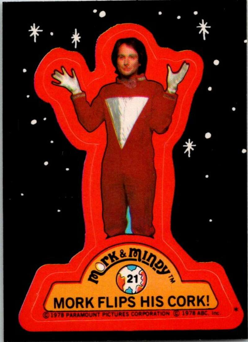 1978 Mork and Mindy Stickers #21 Mork Flips His Cork V51599 Image 1