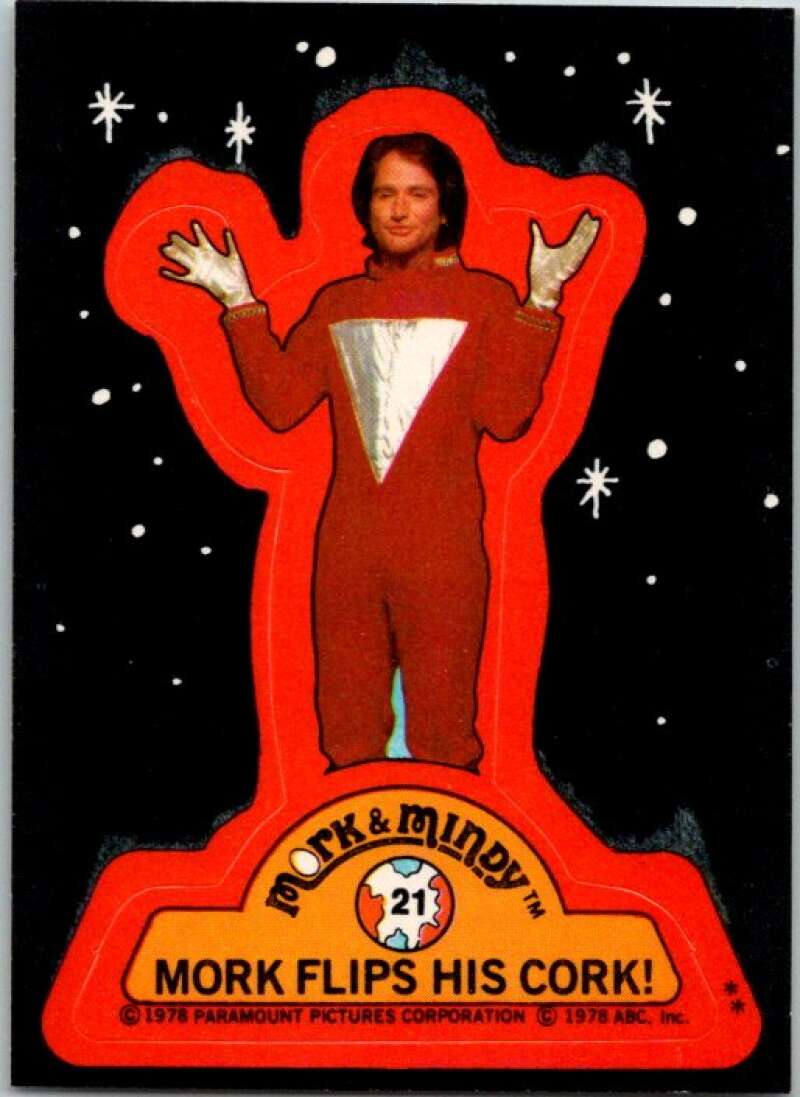 1978 Mork and Mindy Stickers #21 Mork Flips His Cork V51601 Image 1