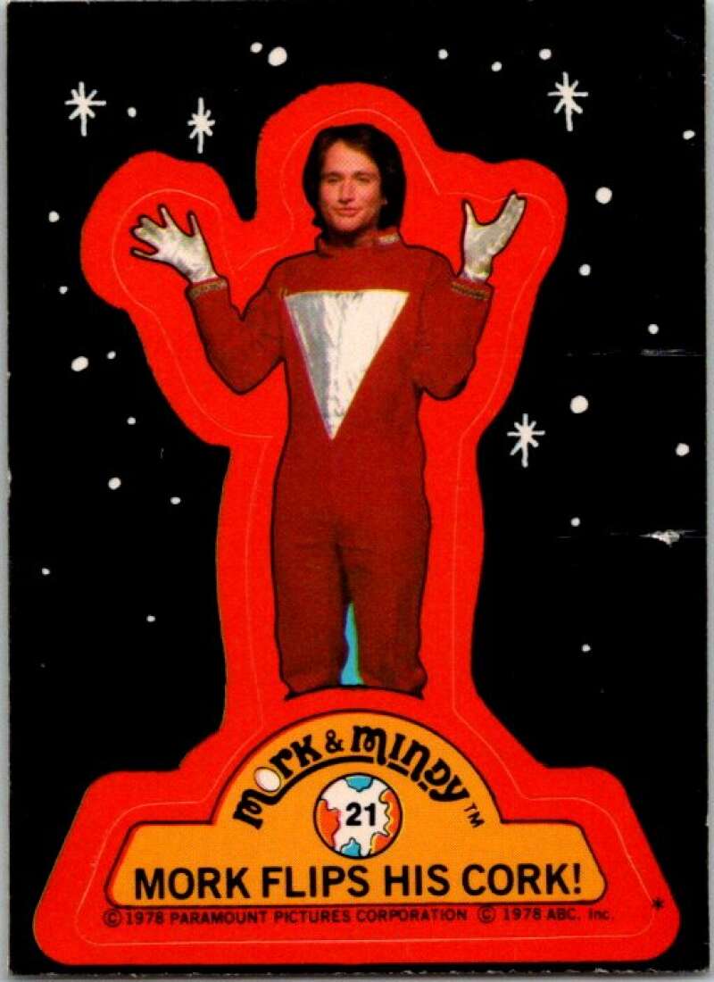 1978 Mork and Mindy Stickers #21 Mork Flips His Cork V51602 Image 1